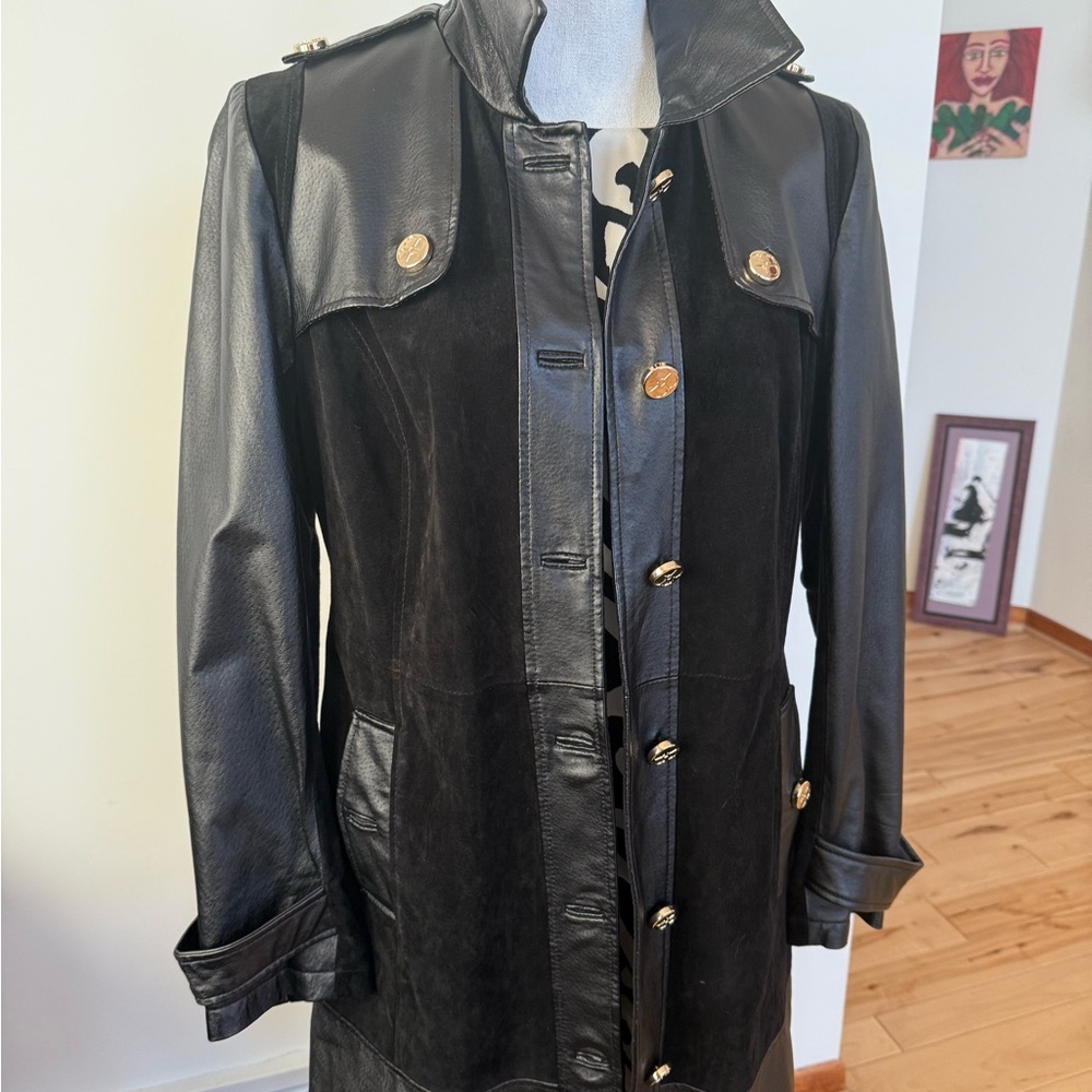 Iman suede/leather black Women's Coat - Picture 5 of 9